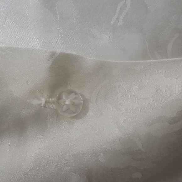 Christian Dior Vintage 1970s Silk White Pajama Floral Set Size Small - Picture 7 of 13